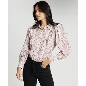 Magali Pascal - Pink Long Sleeve Cotton Blouse with ruffles - size small